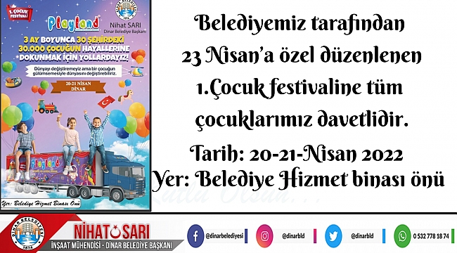 BAŞKAN SARI, “ÇOCUKLARIMIZI 1.ÇOCUK FESTİVALİNE BEKLİYORUZ”