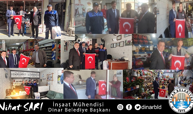 Dinar’da 29 Ekim’de esnaflarımıza Şanlı Türk bayrağımızı takdim ettik