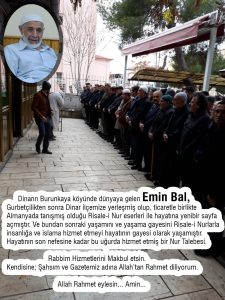Emin Bal Dualarla Defnedildi