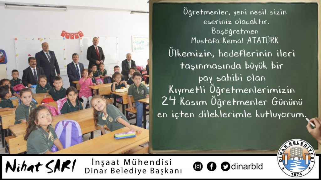 BELEDİYE BAŞKANIMIZ NİHAT SARI’DAN 24 KASIM ÖĞRETMENLER GÜNÜ MESAJI