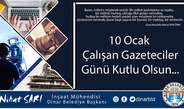 BELEDİYE BAŞKANIMIZ NİHAT SARI, ÇALIŞAN GAZETECİLERİN GÜNÜNÜ KUTLADI