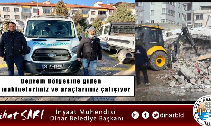 DEPREM BÖLGESİNE GİDEN İŞ MAKİNELERİMİZ VE ARAÇLARIMIZ ÇALIŞIYOR