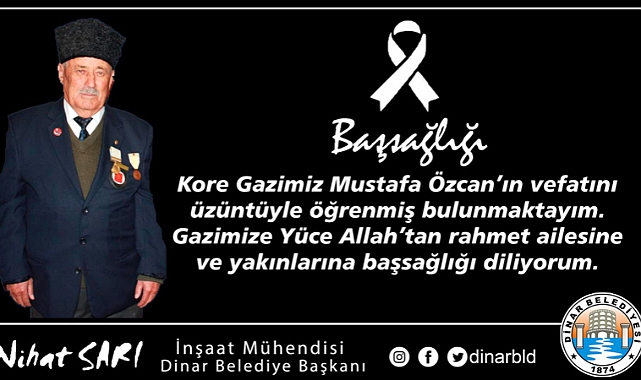 Belediye Başkanımız Nihat Sarı’dan Kore Gazimiz için Başsağlığı Mesajı