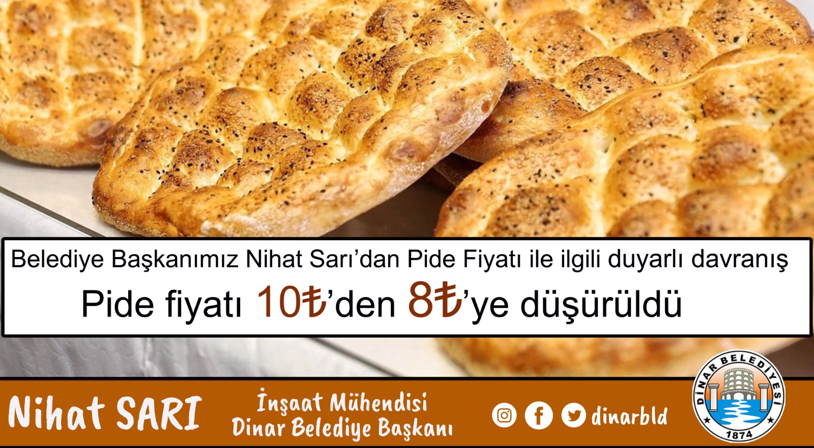 Belediye Başkanımız Nihat Sarı’dan pide fiyatı ile ilgili duyarlı davranış
