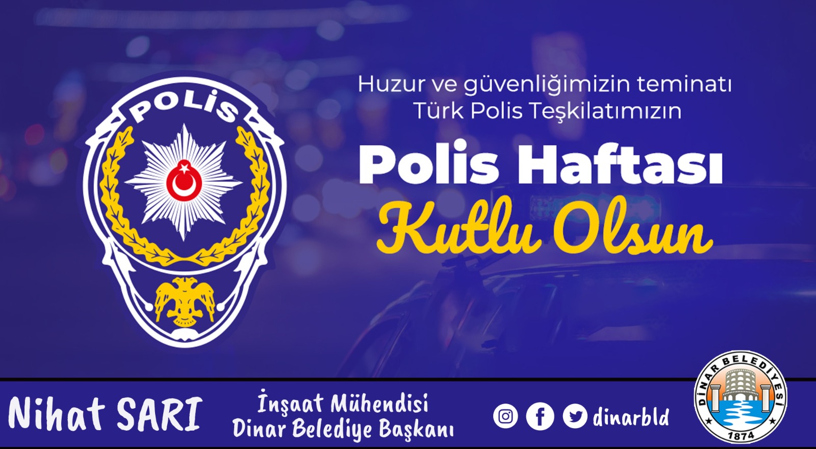 Belediye Başkanımız Nihat Sarı, Kahraman Polis teşkilatımızın haftasını kutladı