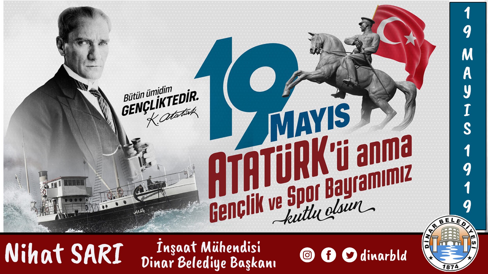 BELEDİYE BAŞKANIMIZ NİHAT SARI’DAN 19 MAYIS MESAJI