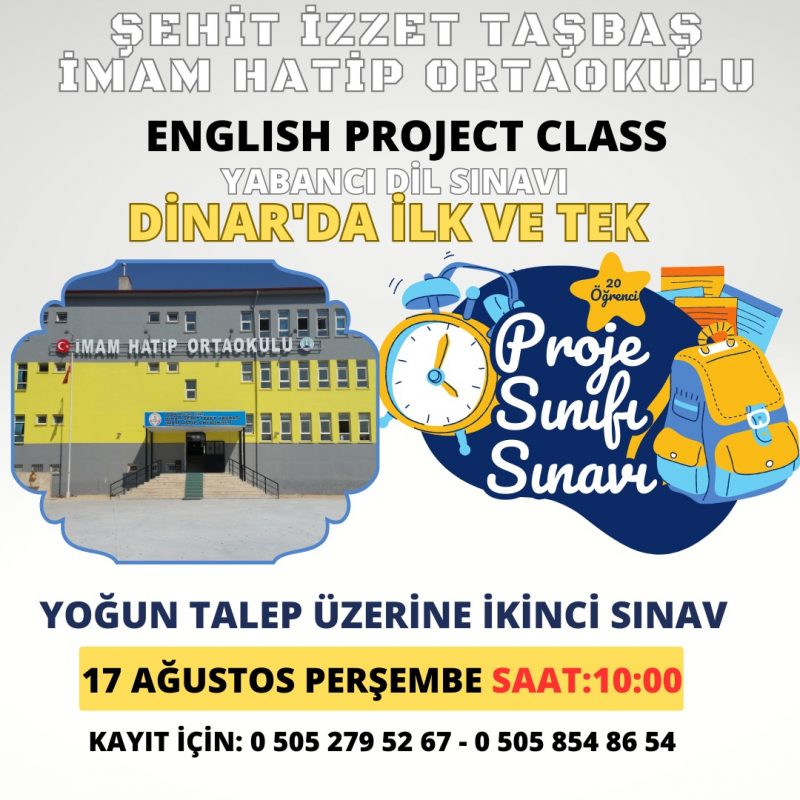 DİNAR’IN İLK VE TEK PROJE SINIFI ŞEHİT İZZET TAŞBAŞ İHO’DA YABANCI DİL SINAVI