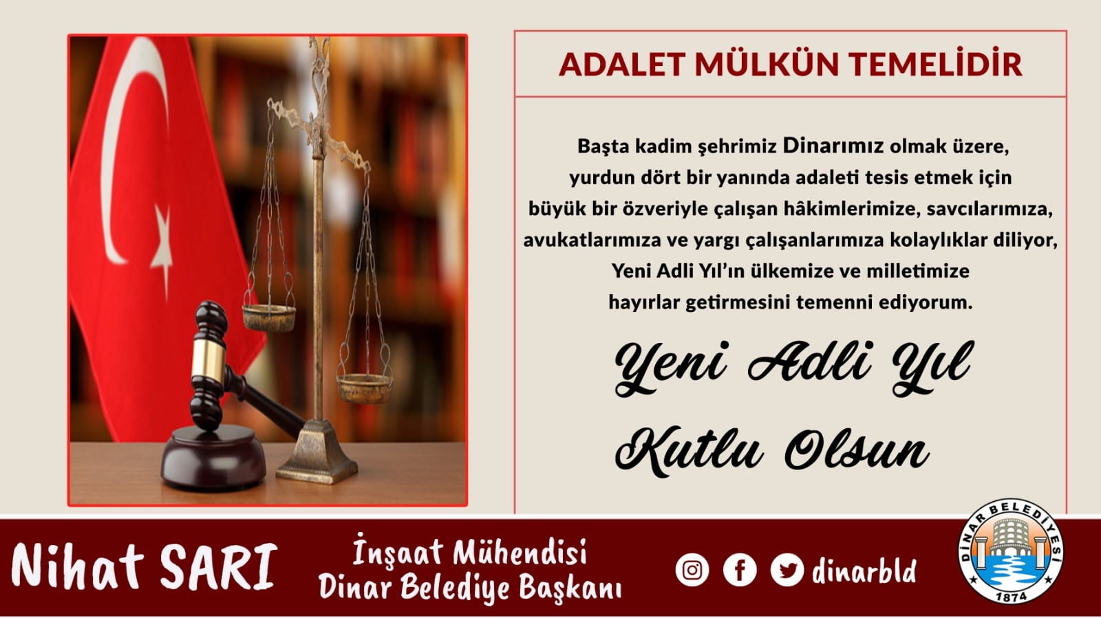 BELEDİYE BAŞKANIMIZ NİHAT SARI’DAN ADLİ YIL’IN BAŞLANGICI MESAJI 