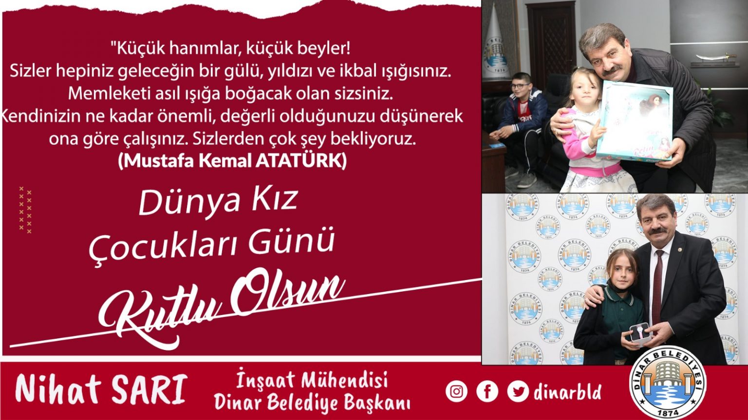 Belediye Başkanımız Nihat Sarı’dan Dünya Kız Çocukları Günü Mesajı 