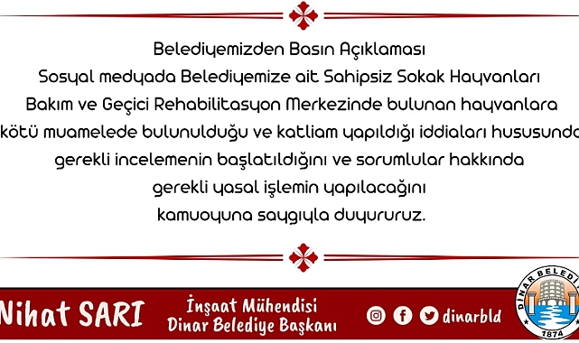 BELEDİYEMİZDEN BASIN AÇIKLAMASI 