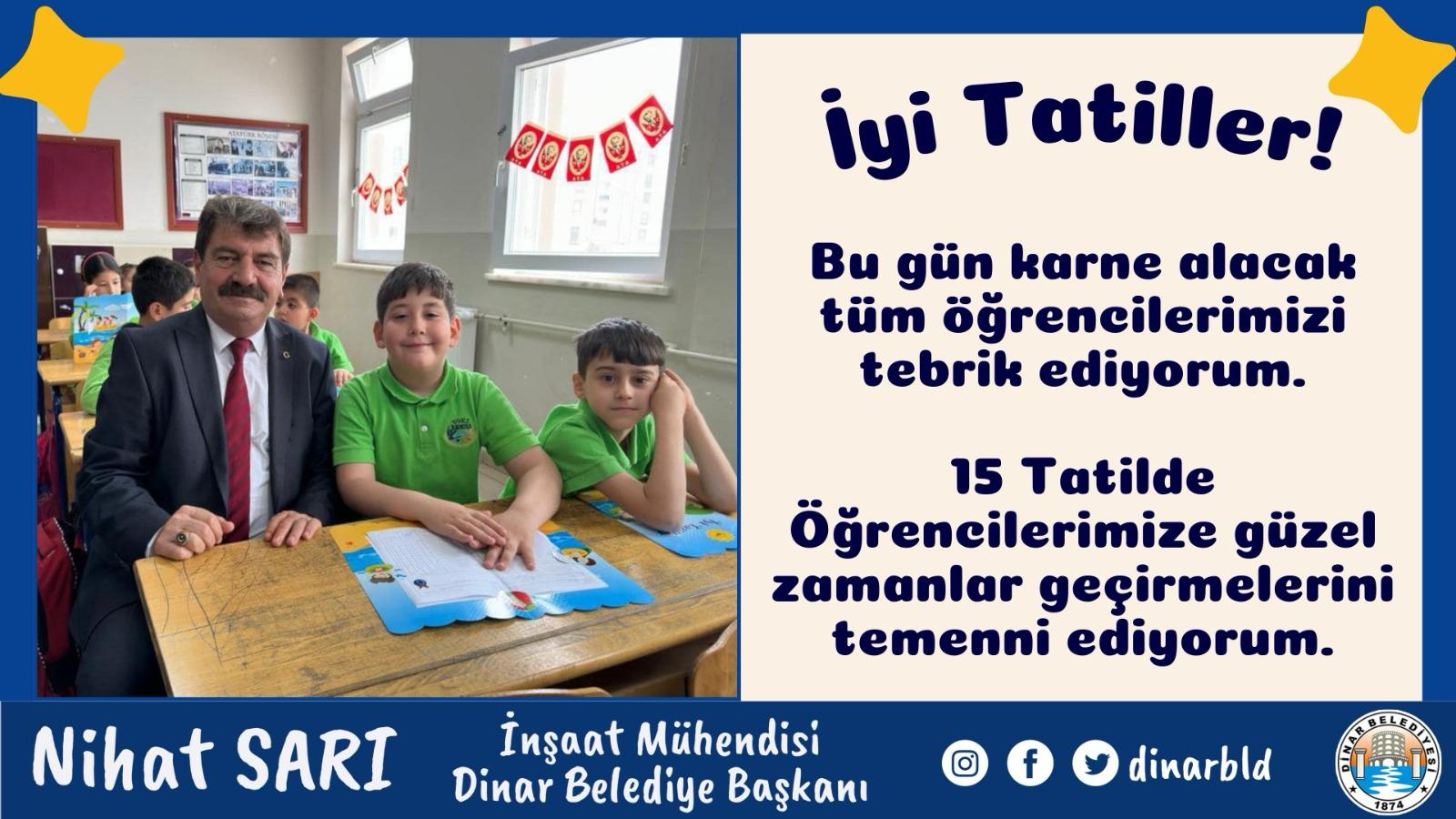 BAŞKAN SARI’DAN KARNE MESAJI