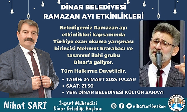 Dinar Belediyesi Ramazan Etkinliğine Tüm Halkımız Davetlidir