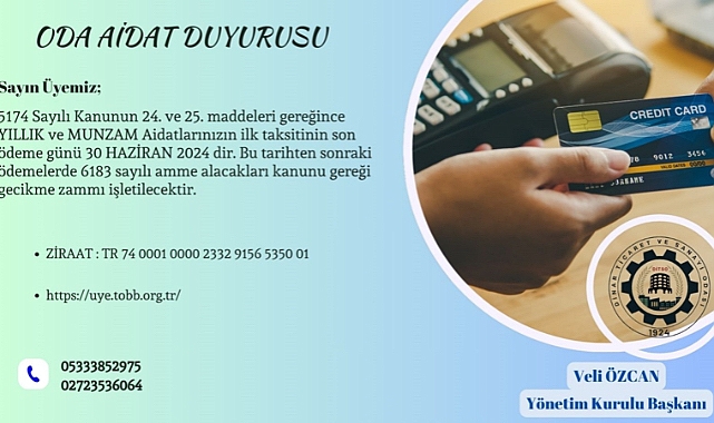 DİNAR TİCARET VE SANAYİ ODASINDAN DUYURU  