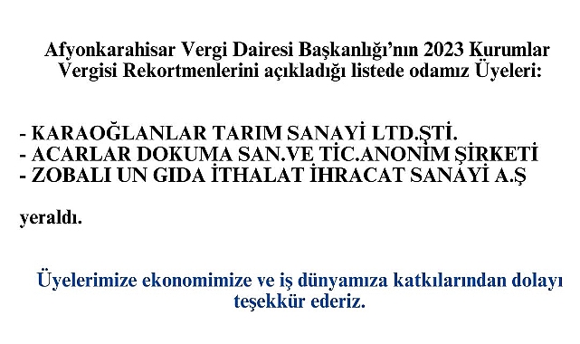 DİTSO ÜYELERİNDEN ÜLKEMİZ ADINA  BÜYÜK BAŞARI VERGİ REKORTMENLERİMİZ BELLİ OLDU