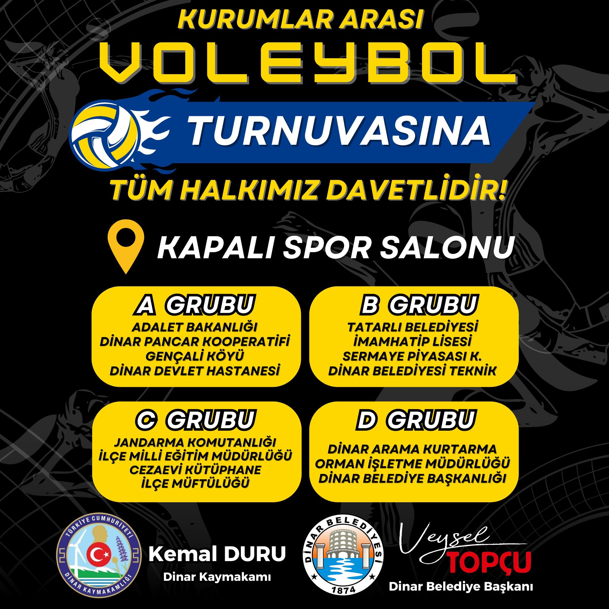 Dinar’da Kurumlar Arası Voleybol Turnuvası Heyecanı Başlıyor!