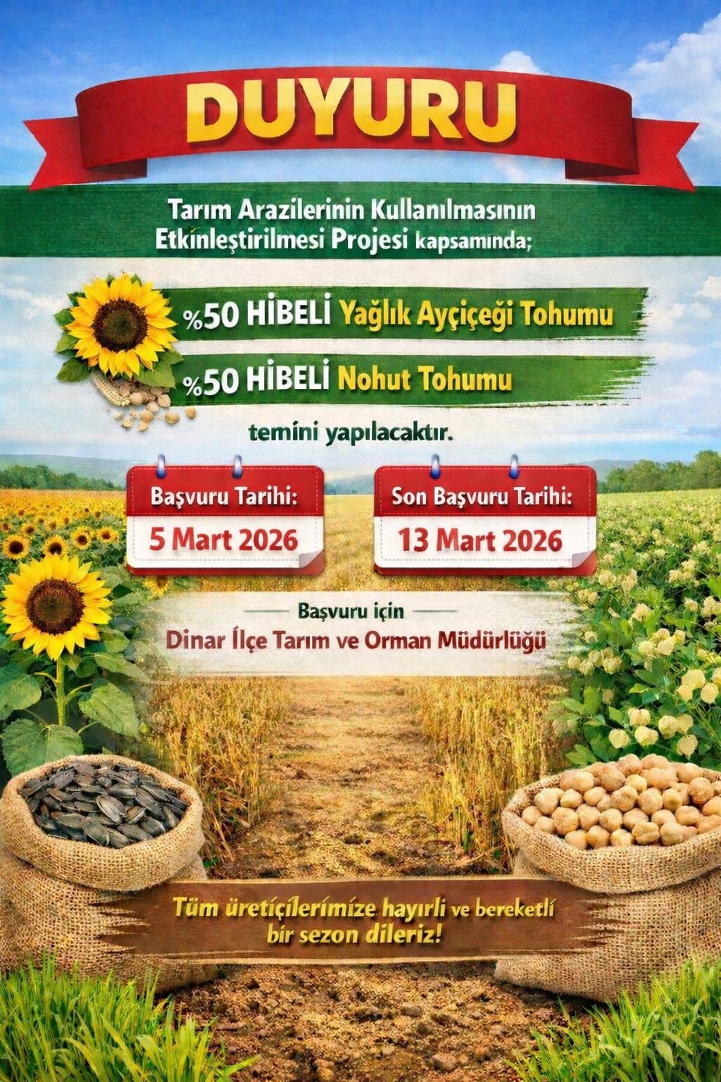 YAĞLIK AYÇİÇEĞİ VE NOHUT PROJESİ